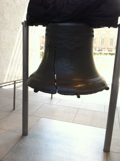 Photo of the crack in the Liberty Bell